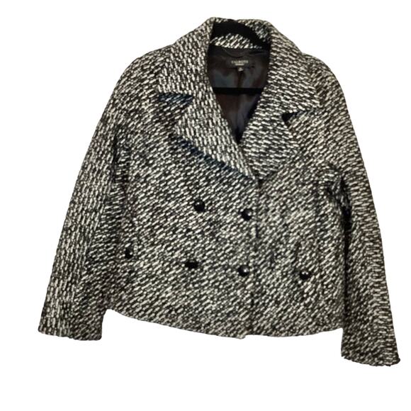 Talbots Jackets & Blazers - Talbots Double Breasted Alpaca Wool Sz 14 Black White Tweed Blazer Short Jacket